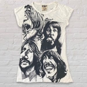 Sure Ladies 100% Cotton Beatles Graphic Tee Cap Sleeves and Crew Neck